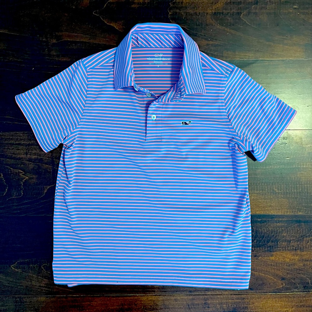 Vineyard Vines Polo! Boys 7, Blue/Pink, LIKE NEW!
